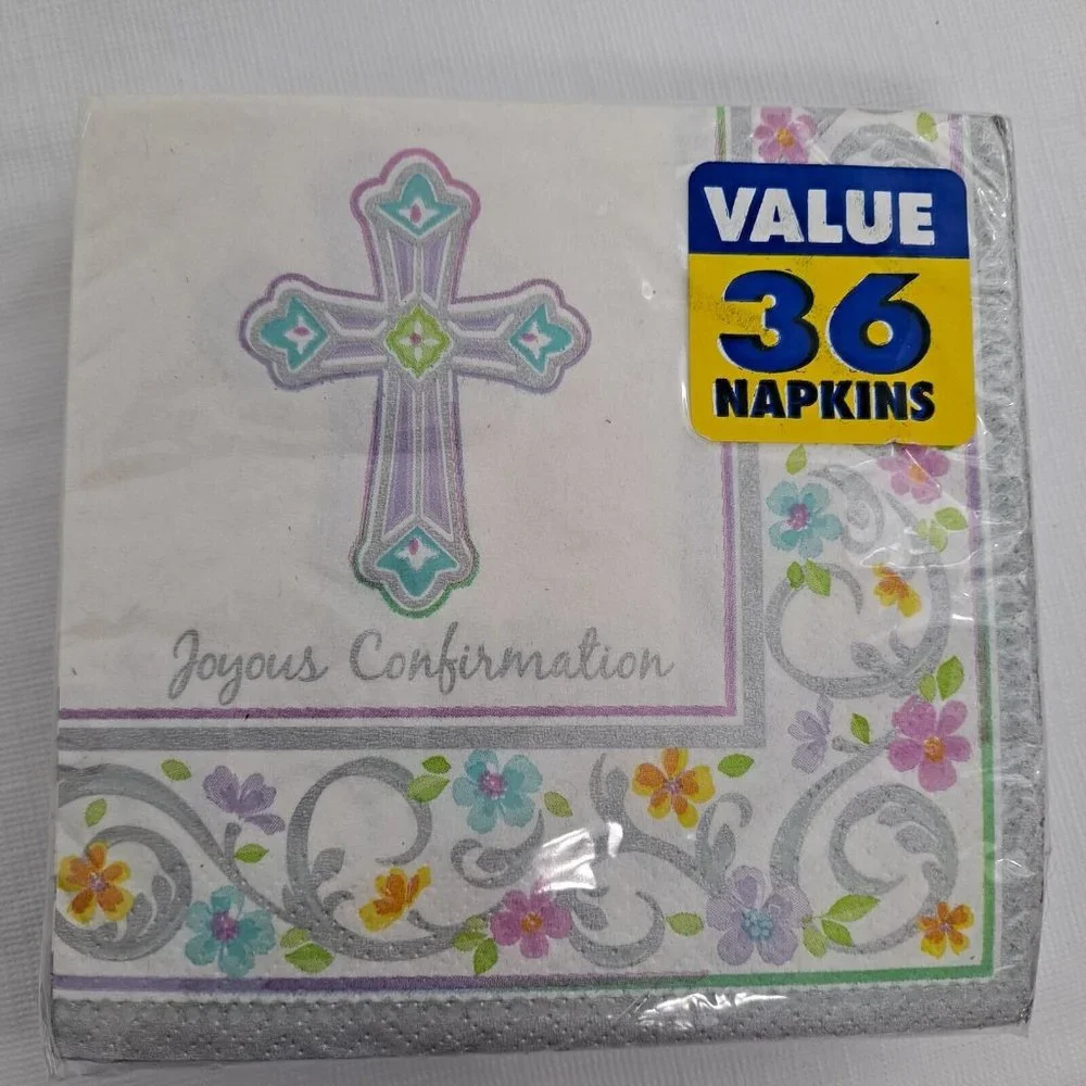 Easter Napkins Joyous Confirmation Cross Paper Napkins 36 Counts